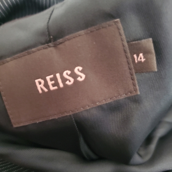 Reiss Goblin Cropped Striped Suite Blazer Jacket Wool Blend Size 14 - Picture 13 of 15